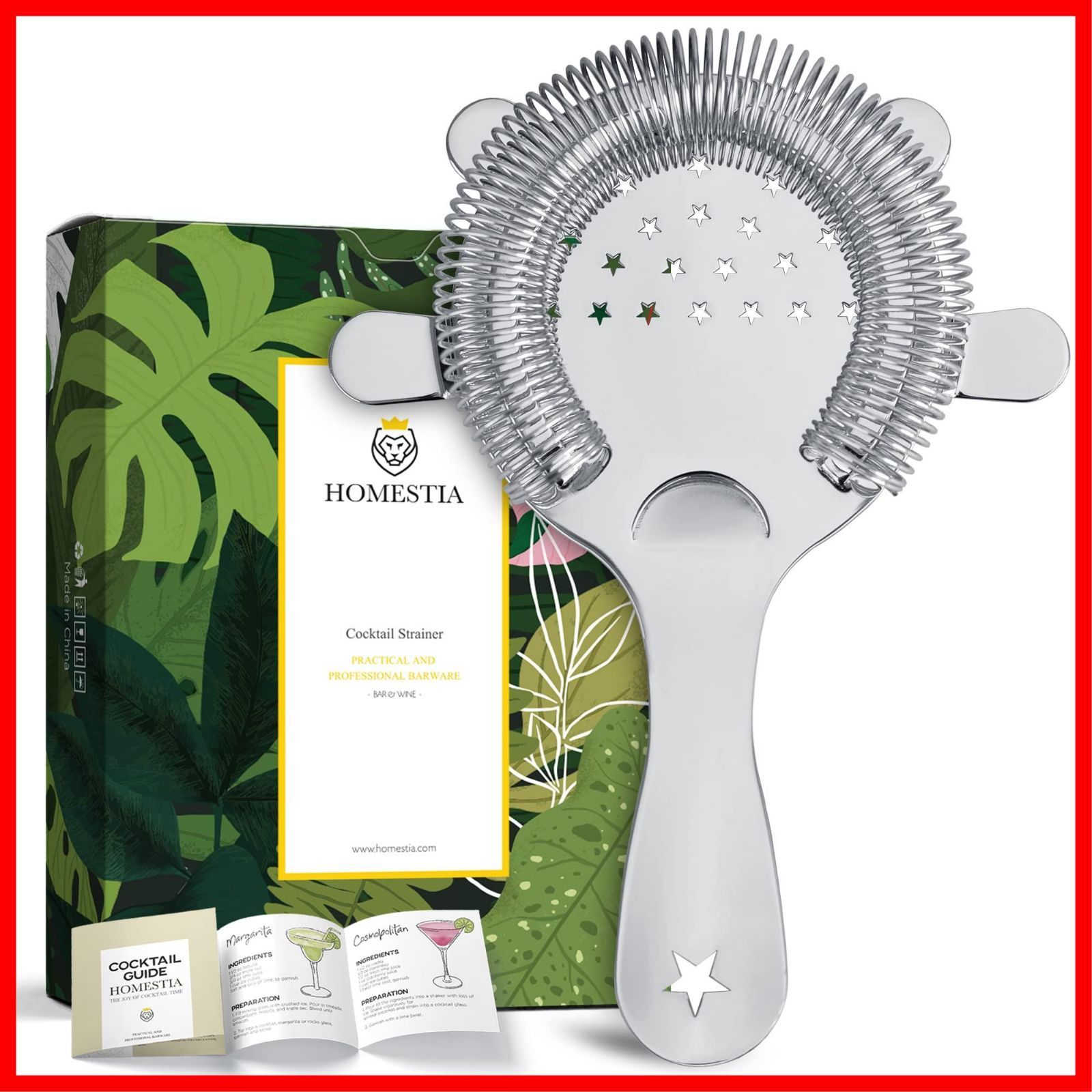数量 道具 カクテル バーテンダー プロの ストレーナ ミキシンググラス ストレーナー ステンレス 耳つ 4 カクテルストレーナー Homestia