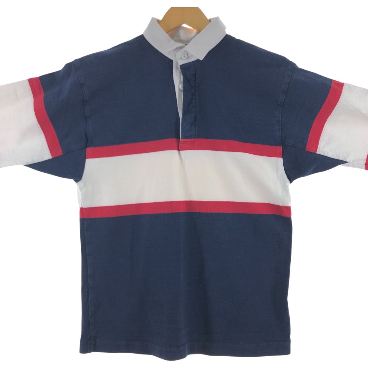 古着 90年代 ランズエンド LANDS' END ボーダー柄 長袖 ラガーシャツ