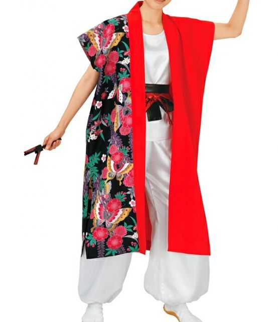 祭り衣裳 長袢天 赤×黒 吹印 取り寄せ商品 よさこい 阿波踊り 祭り用品 半纏 法被 はっぴ 半天 日本の踊り 掲載 稽古 習い事 詩吟 舞踊 民謡 発表 行事 夏 秋祭り み tss