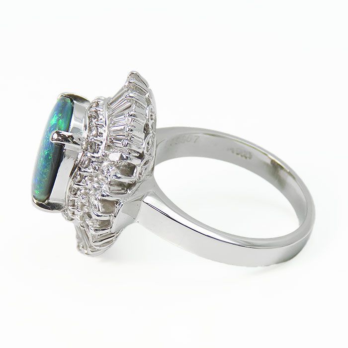 大粒 ブラックオパール】1.80ct ダイヤモンド プラチナ リング