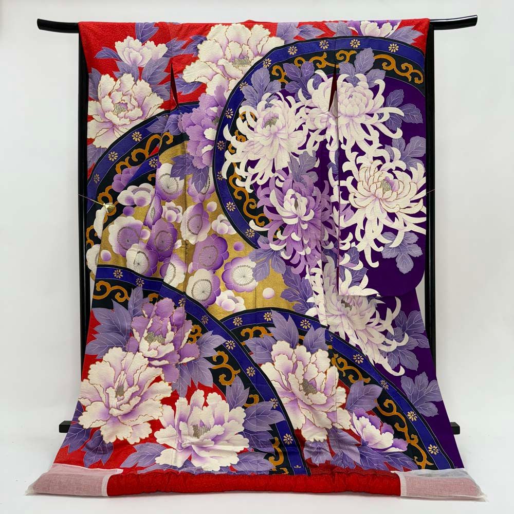 色打掛 正絹 鶴 刺繍 紫 白 打掛 花嫁衣裳 婚礼 リサイクル ブライダル ウエディング 着物 4299
