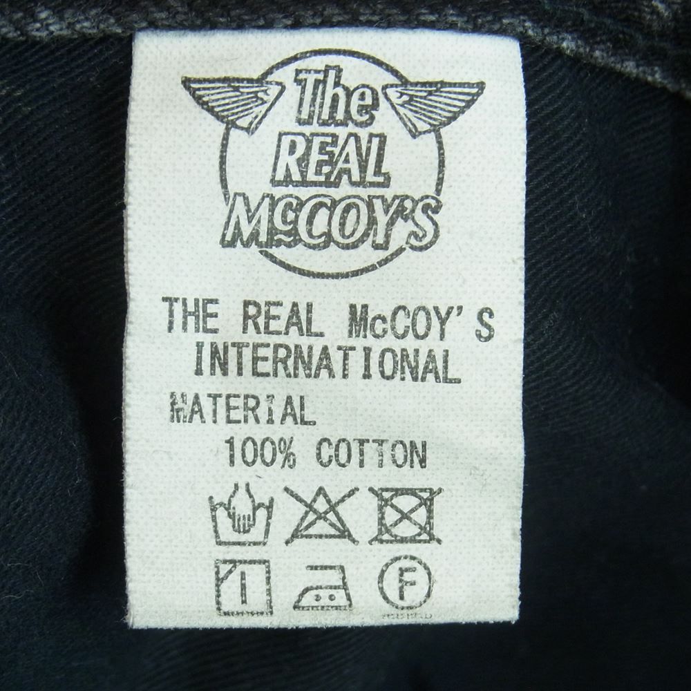 The REAL McCOY'S ザリアルマッコイズ 966BK ウォッシュ加工 ディアスキンラベル ブラック ジーンズ デニム パンツ グレー系 W28