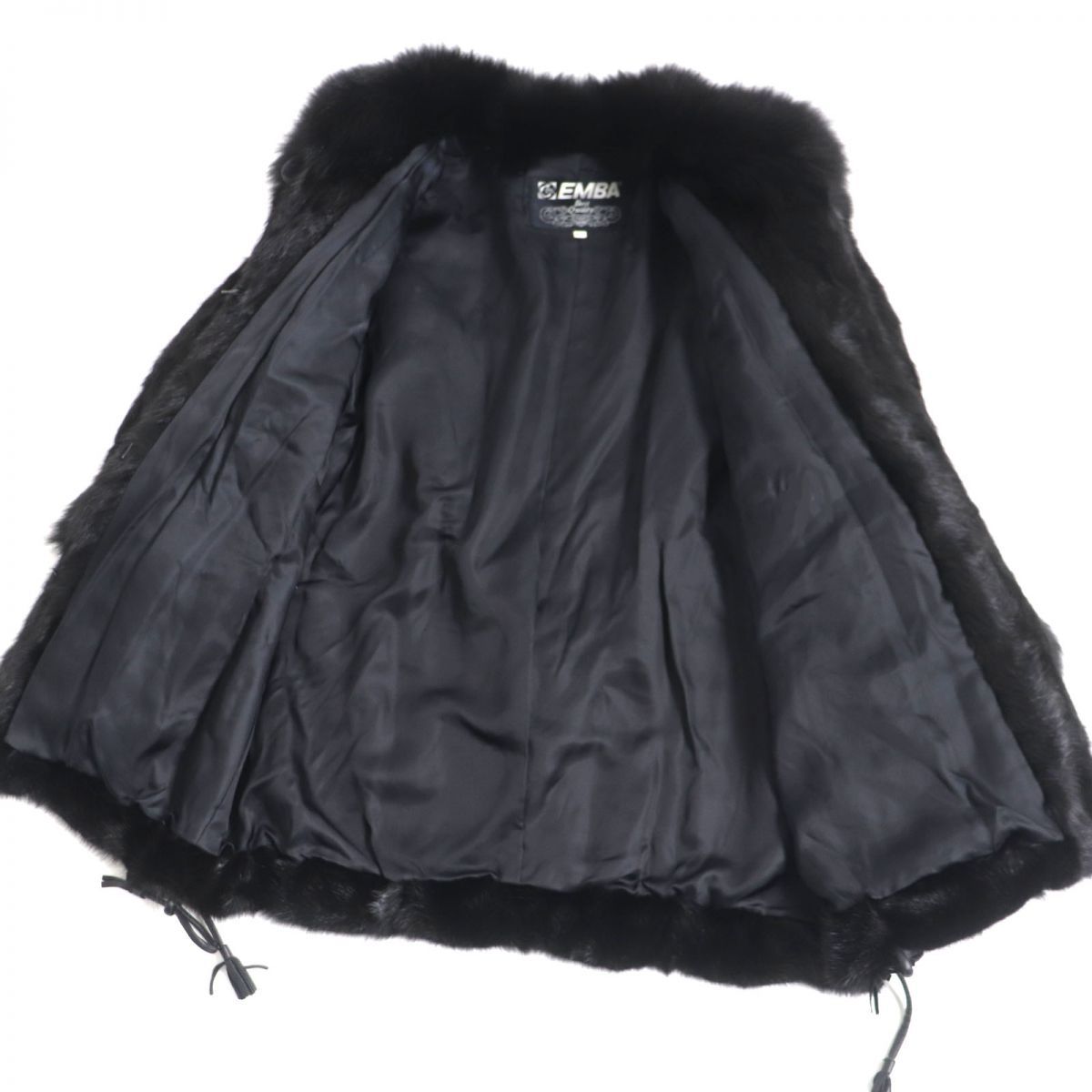 美品▼EMBA　MINK　エンバ　ミンク　本毛皮コート　毛質艶やか・柔らか◎ 毛並み美品▽EMBA MINK エンバ サファイアミンク 裏地花柄刺繍入り 本毛皮