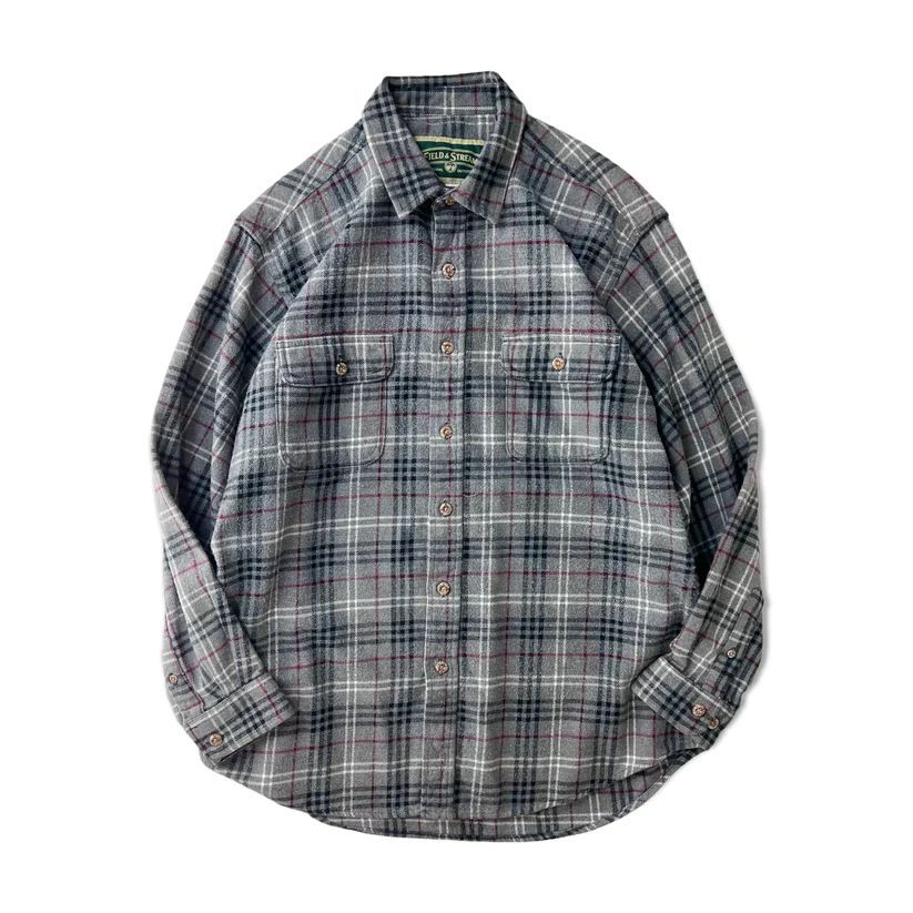 1990's \"Field & Stream\" 長袖 ヘビーフランネルシャツ フランネル シャツ（ブルー・ブラック 長袖）M（身幅60cm