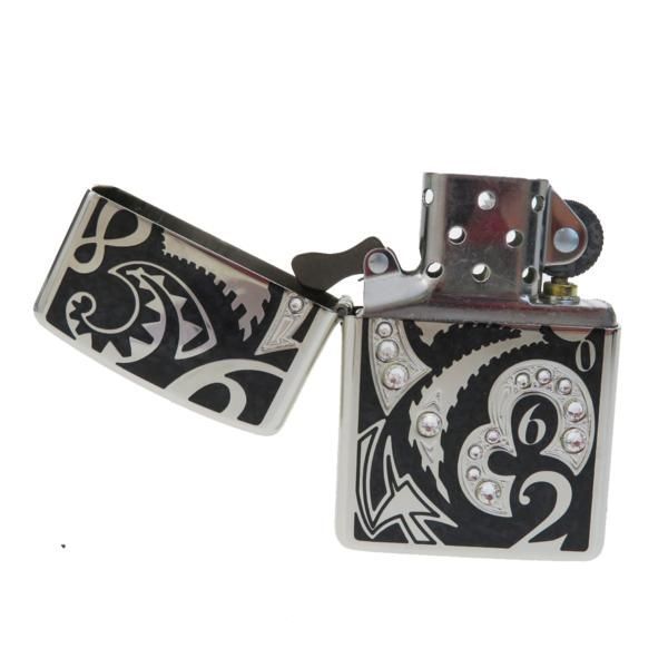 【中古】 未使用 ジッポー ZIPPO アーマーダイアル オイルライター ラインストーン ブラック シルバー メタル 08H1704