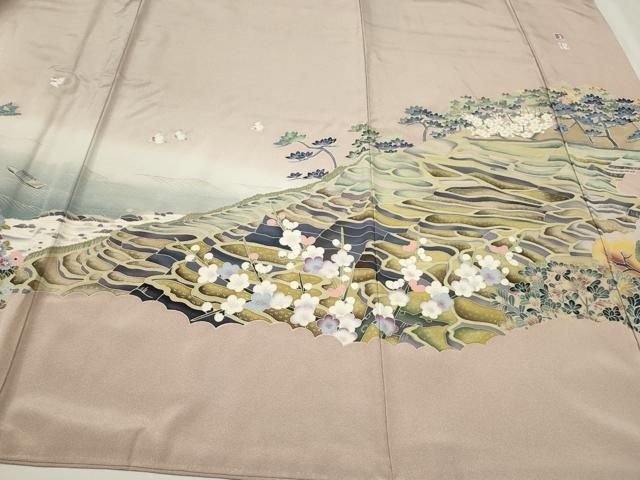 平和屋着物○京加賀友禅 松本健一 黒留袖 風景草花文 暈し