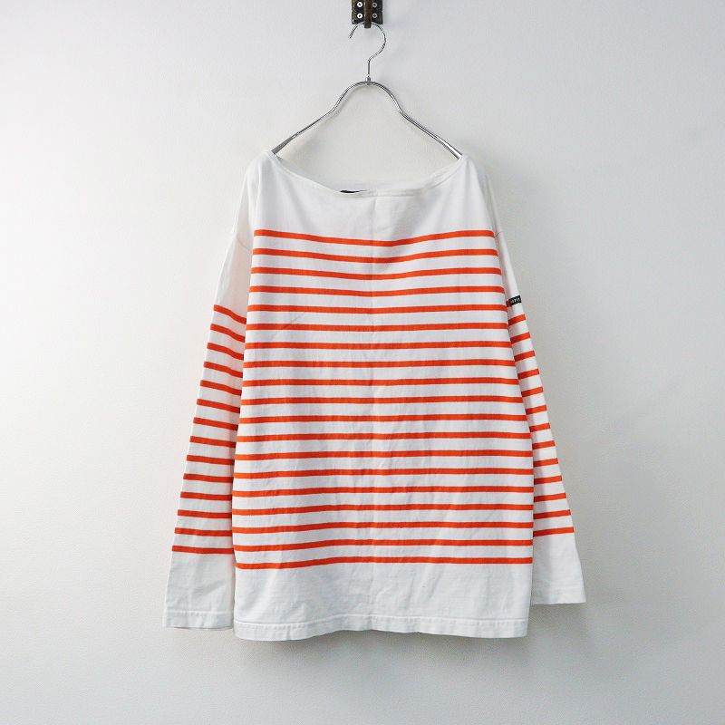 フランス製 ウティ OUTIL  TORICOT AAST バスクシャツ 薄手 0/ホワイトXオレンジ ボーダー トップス プルオーバー【2400014080872】