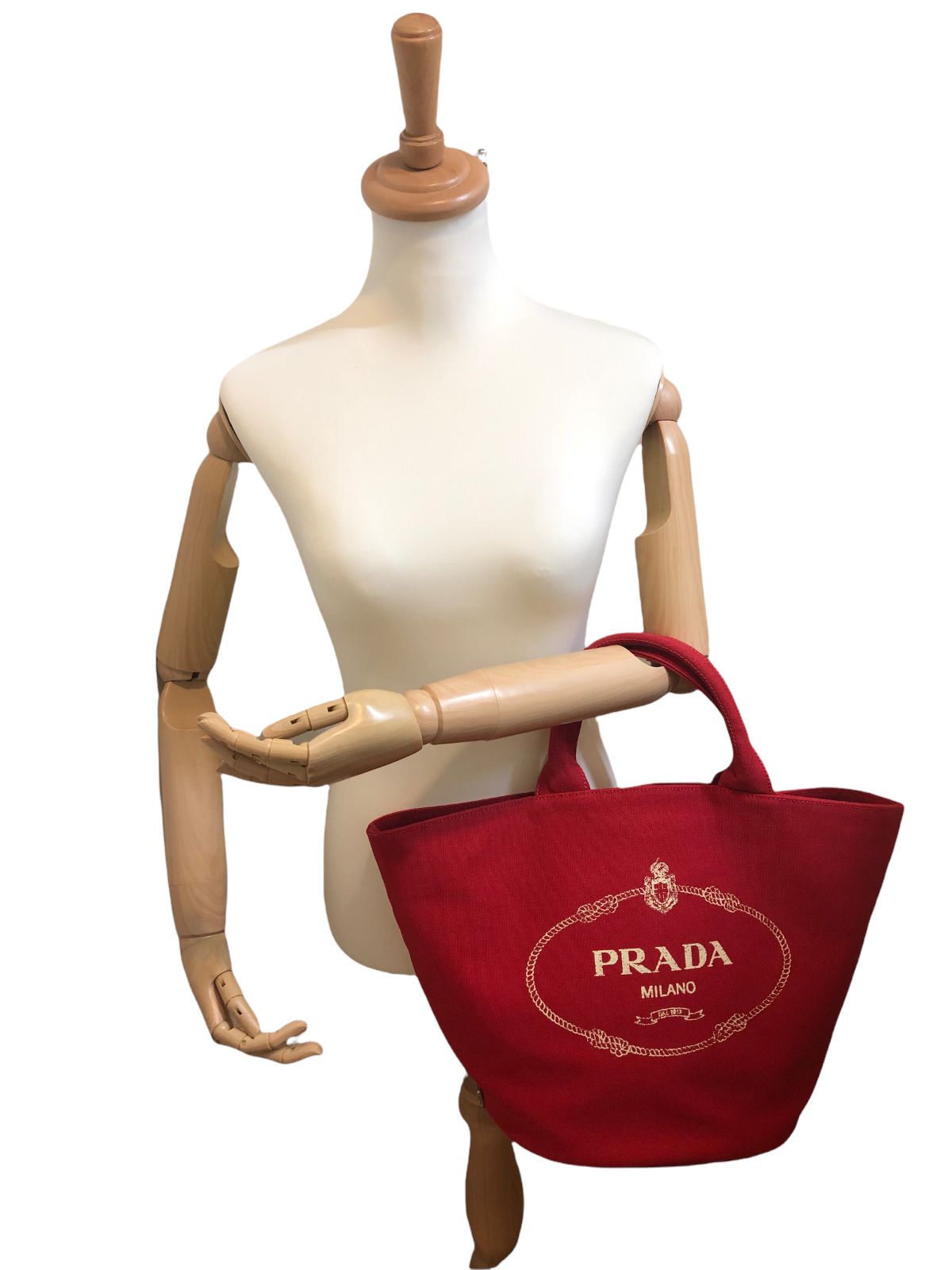 PRADA 赤 カナパ　キャンバス トートバッグ プラダ PRADA カナパトート トートバッグ キャンバス レッド