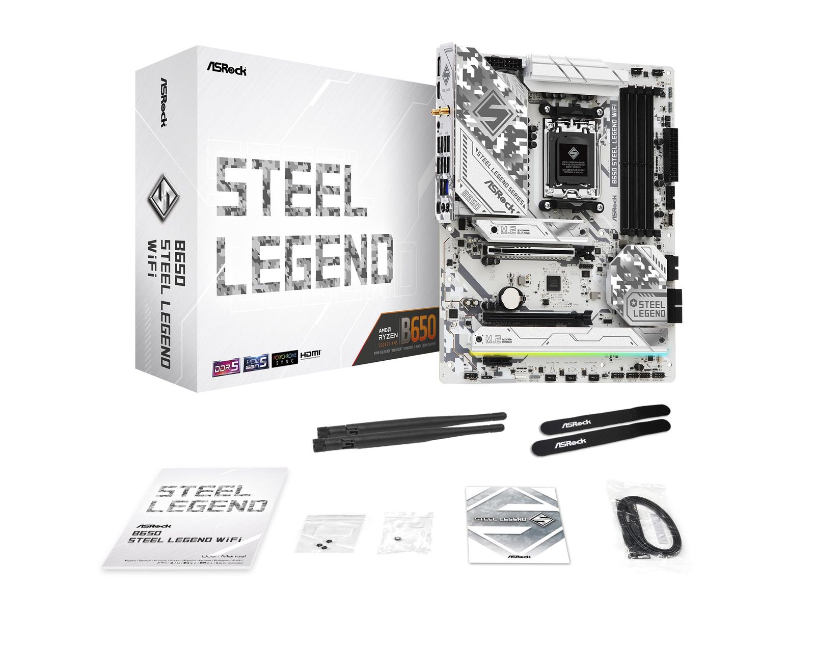 ASRock マザーボード B650 Steel Legend WiFi AMD Ryzen 7000 シリーズ CPU (Soket AM5) 対応 B650 チップセット DDR5 ATX マザーボード 【国内正規代 [Steel Legend WiFi]