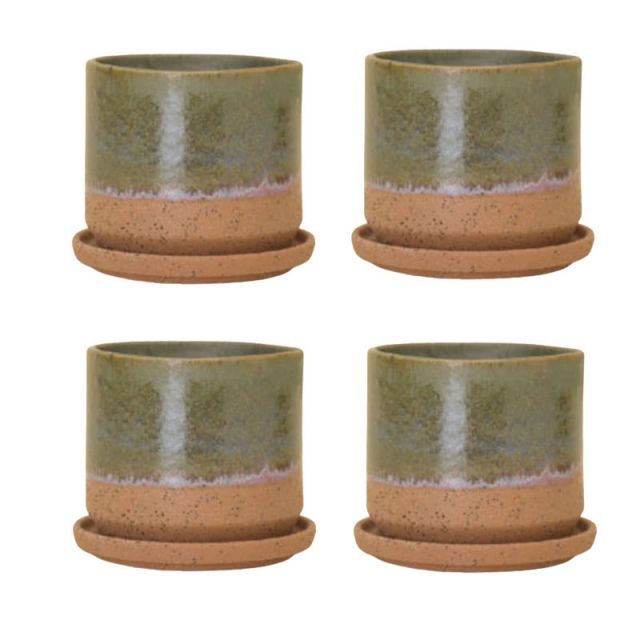 花 観葉植物用ポット メルヤ 11 G Ceramic POT 4個入り 41037 底穴あり 受皿付き 代引き不可 小型ポット FARM p61