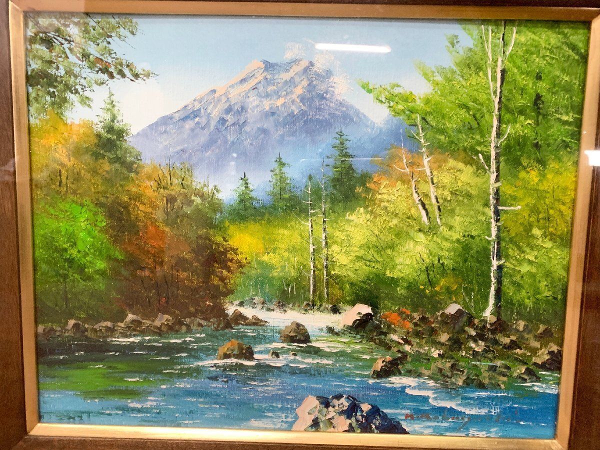 小林幸三「上高地 焼岳」油絵 油彩 風景画 額装 F6号 サイン入り