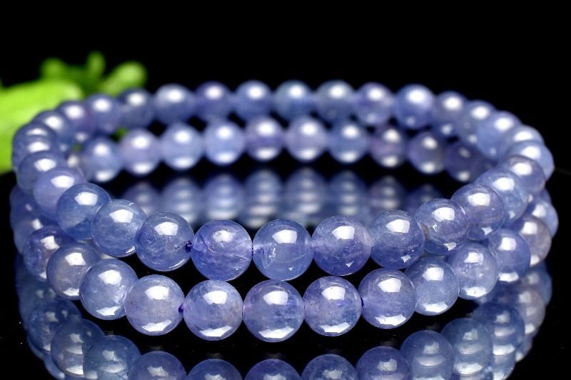神秘的な美しい青紫系タンザナイト約10.5mm～11mmブレスレット☆E011