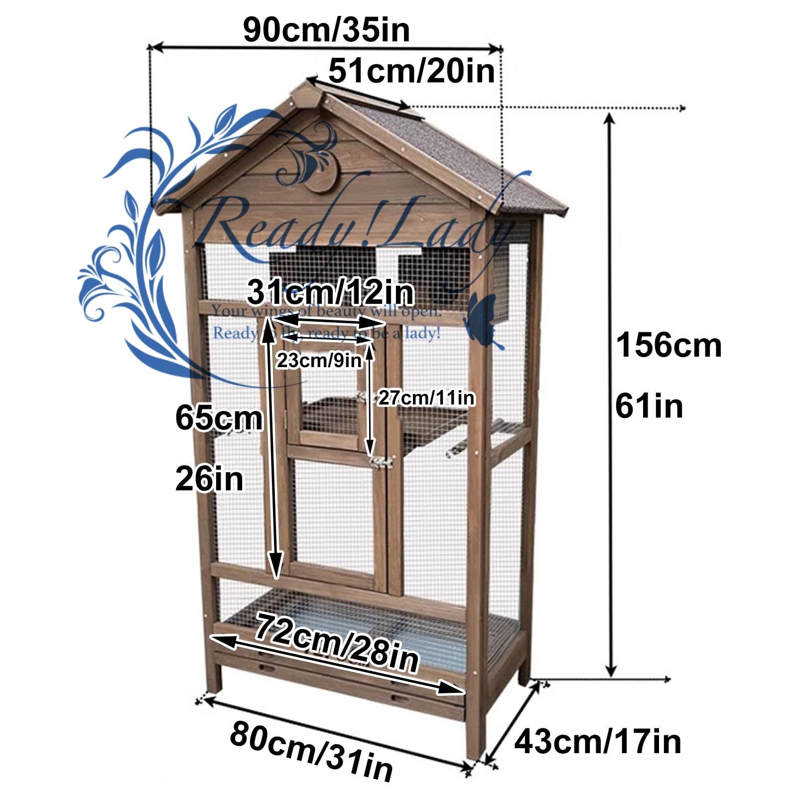 インコ ケージ 屋外 木製 鳥かご トリカゴ セキセイインコ ケージ 鳥籠 大型 防風カバー 取り外し な底トレイ サイレントユニバーサルキャスター付き 鳥小屋 文鳥 ケージ ケージ 鳥 フィンチ インコ用 Green