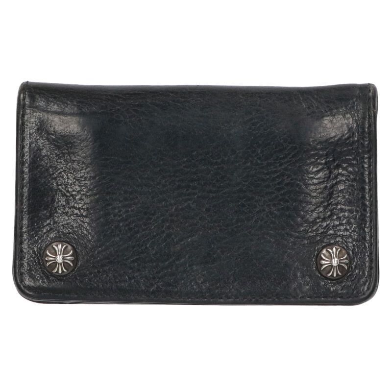 クロムハーツ 1 ZIP 1ジップ クロスボールボタンレザーウォレット財布 メンズ