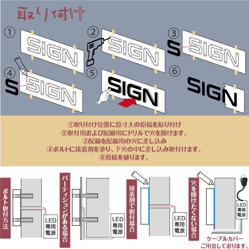 オーダー両面発光 アクリルLEDチャンネル文字 箱文字 看板 サイン - メルカリShops