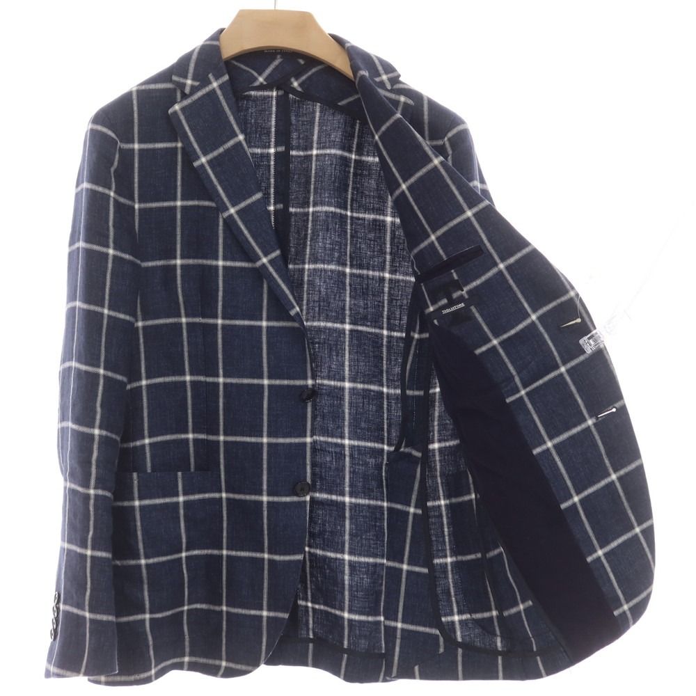 専用 TAGRIATORE ジャケット リネン チェック 48 中古】タリアトーレ TAGLIATORE リネン チェック テーラードジャケット
