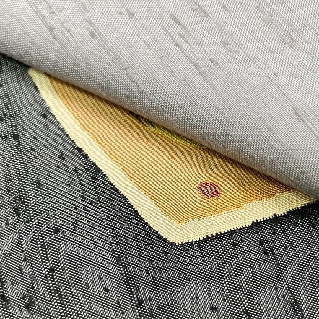 袋帯 織部連山 抽象織模様 紬 納戸鼠色 ガード加工 O-3961 - メルカリ 