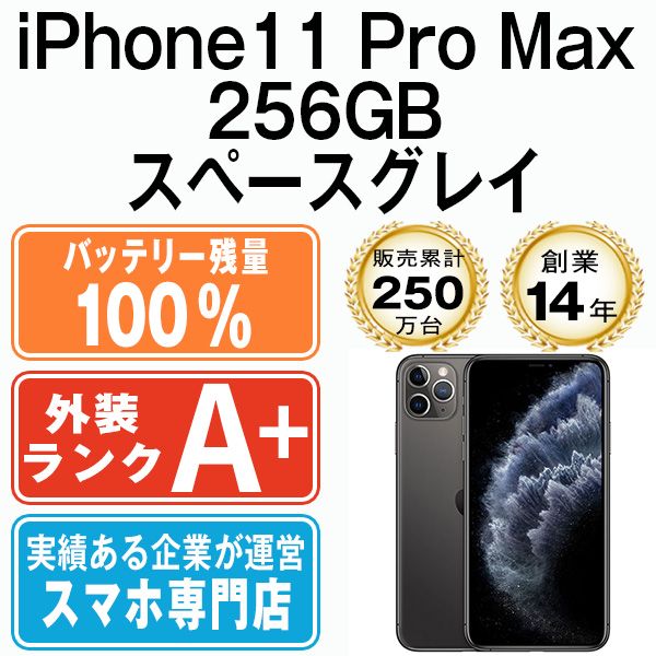バッテリー100% 【中古】 iPhone11 Pro Max 256GB スペースグレイ SIM バッテリー100% 【中古】 iPhone11 Pro Max 256GB スペースグレイ SIM