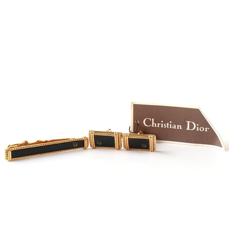 Christian Dior ロゴ美品カフスボタン ネクタイピン箱入りタグ付箱有 Christian Dior ネクタイピン カフス セット ブランドロゴ