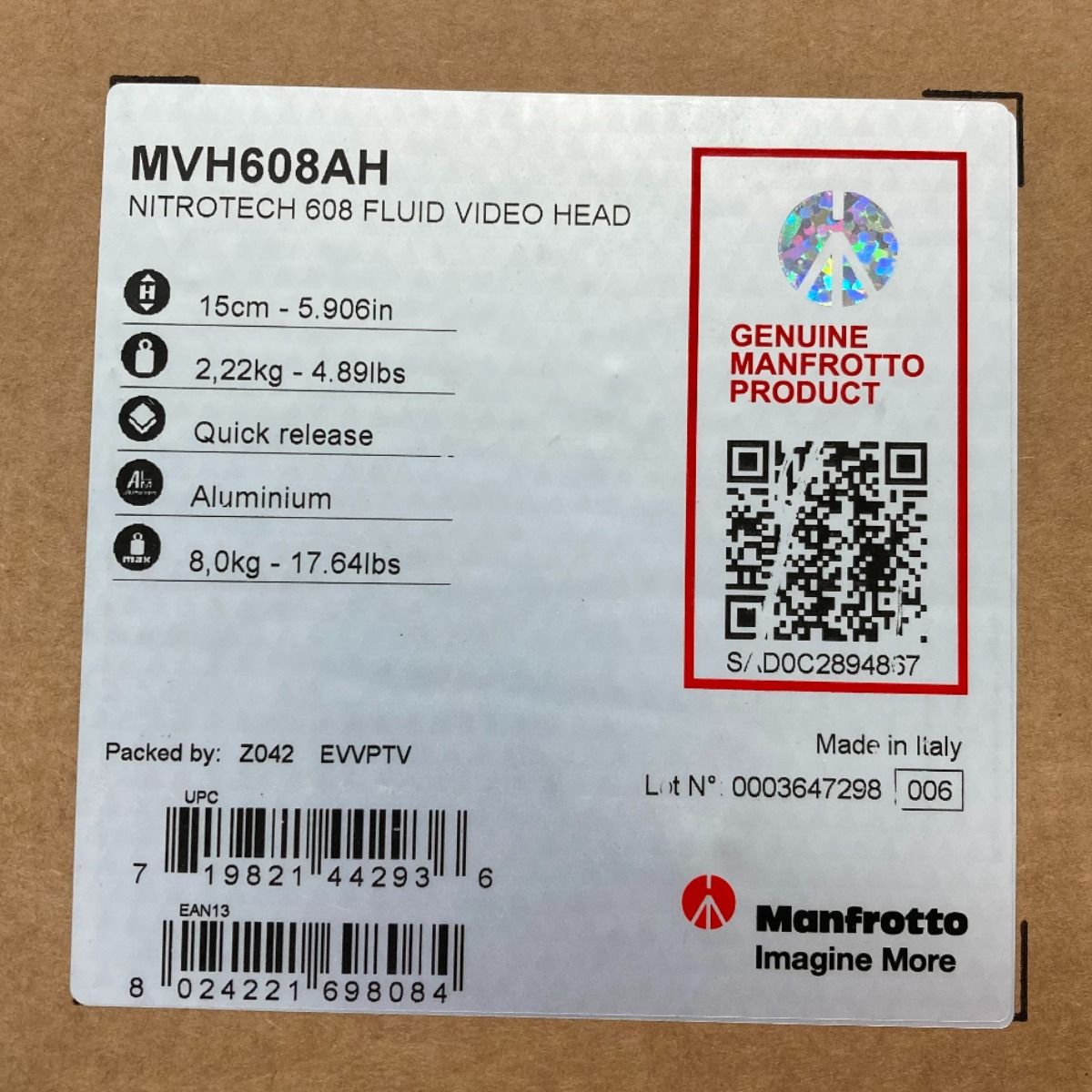 Manfrotto マンフロット ナイトロテック MVH608AH フルードビデオ雲台