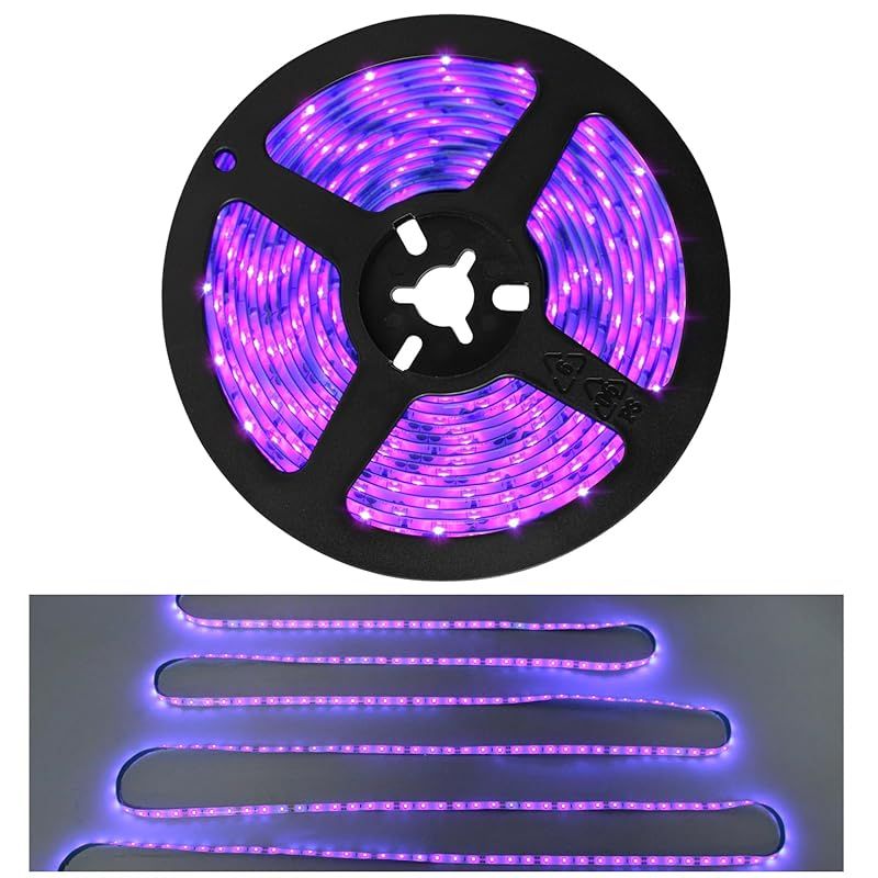 【Ledoverseaグレードアップ版】5m 防水 ブラックライト 300LED 高輝度 LEDテープライト 両端配線 390nm～400nm 12V 間接照明 切断可能 雰囲気 蓄光素材照明 ステージ照明 0