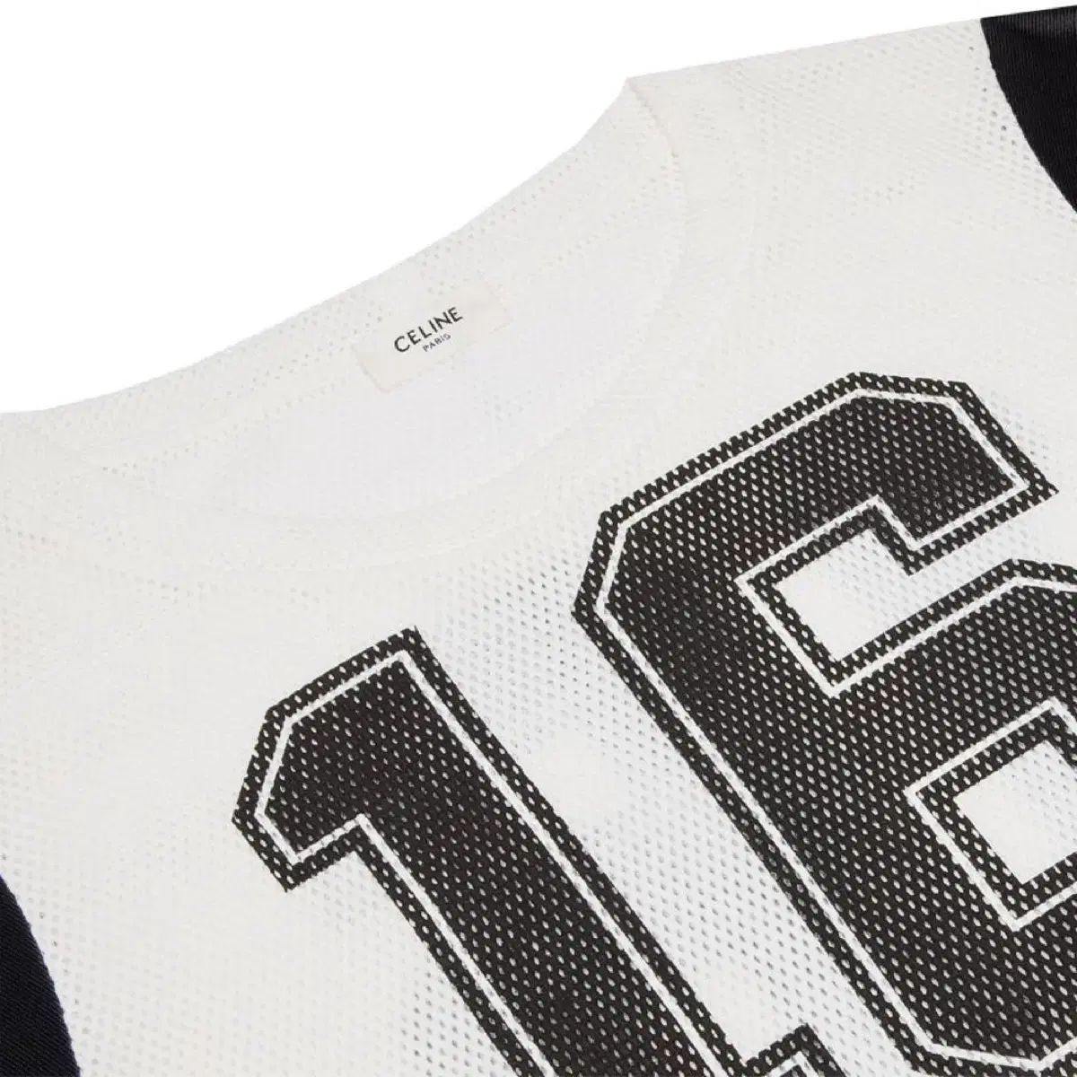 セリーヌ CELINE 16 CELINE プリント クロップド メッシュ Tシャツ クルーネック コットン ホワイト ブラック 2X94D785T レディース 中古 CELINE - セリーヌ CELINE 16 CELINE プリント クロップド