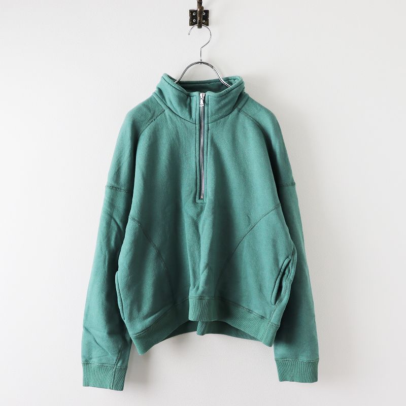 ロンハーマン購入 Ron Herman バウト BOWTE LOOPWHEEL TERRY HALF ZIP TOPS ハーフジップ トップ  /グリーン系 靭江千草【2400013661225】