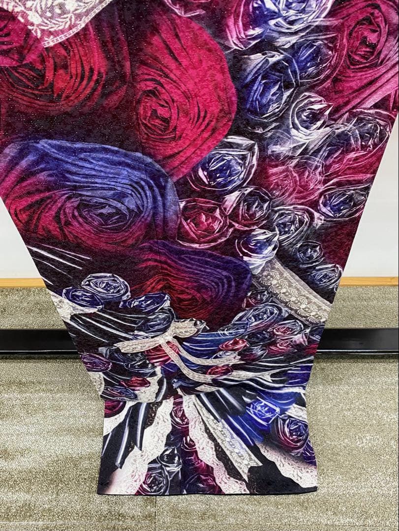 振袖 豪華 ストーン 銀通し 薔薇尽くし 身丈174cm 撥水加工済 MO2793