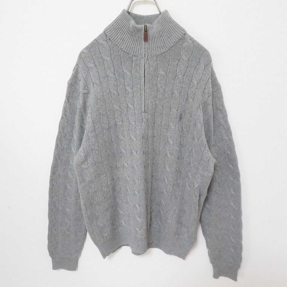 【新品・未使用】ポロラルフローレン ケーブルニット ハーフジップ グレー S 楽天市場】ポロ ラルフローレン メンズ セーター コットン