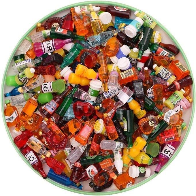 ミニチュアボトルセット① カラフル ミニボトル 20個入り DIYミニチュア ハンドメイド チャーム