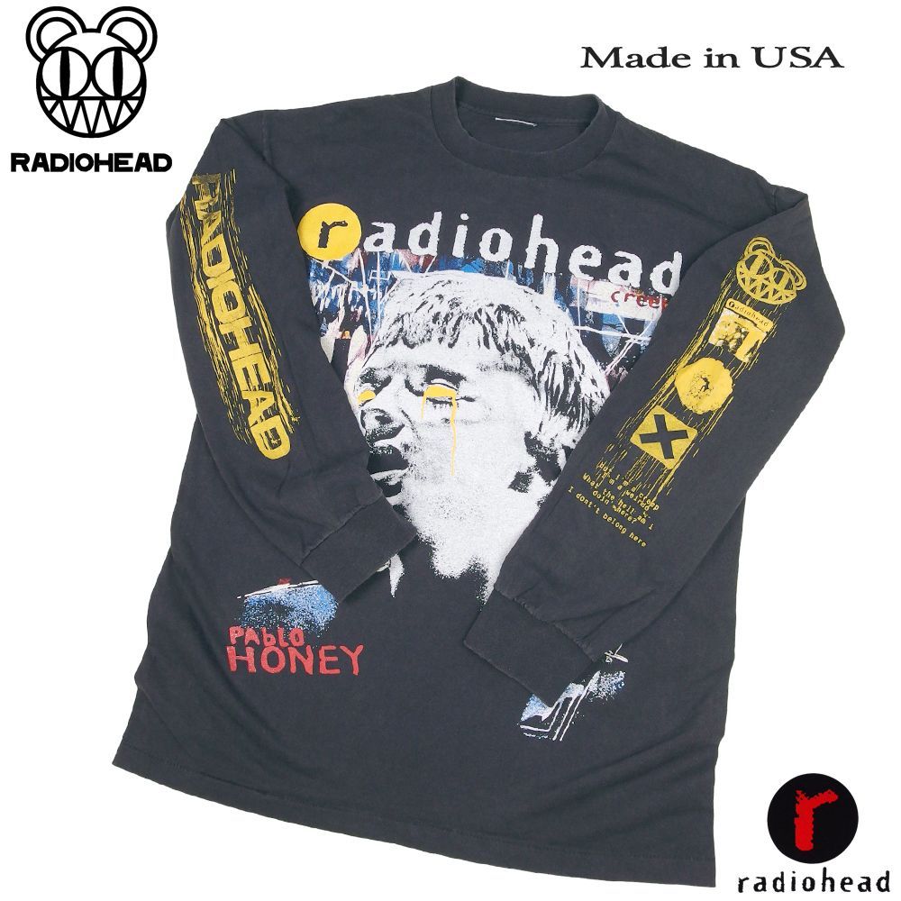 Redio head レディオヘッド ロングスリーブ Tシャツ 318 radiohead レディオヘッド ロンT 長袖 Tシャツ ブラック Lサイズ