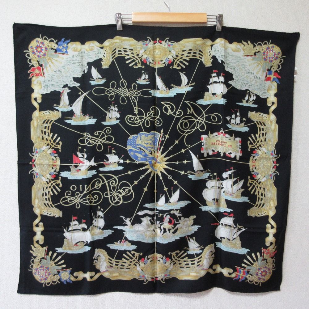 美品 HERMES エルメス カレ 90 VOILES DE LUMIERE 光の帆船 大判