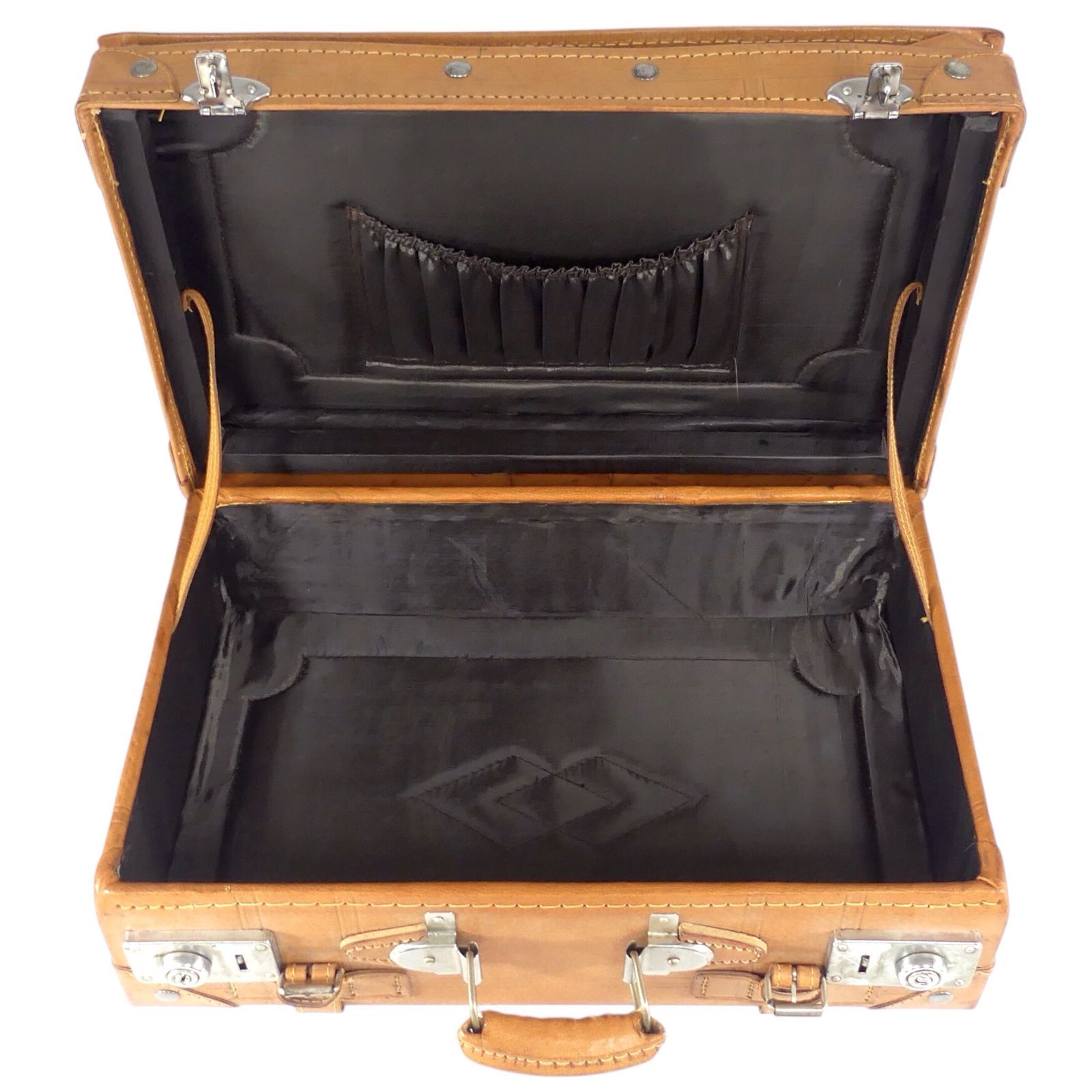 レザー ？アンティークスーツケース ブラウン系 レザー風キャリーケース ブラウン