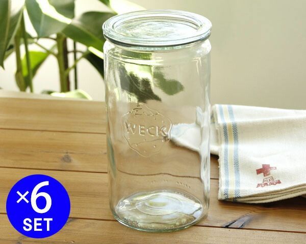 ウェック ストレートシェイプ WE974 ガラスキャニスター1550ml 直径Lサイズ 6個セット 耐熱 電子レンジ対応 おしゃれ ギフト 結婚祝い プレゼント 贈り物 ギフトセット