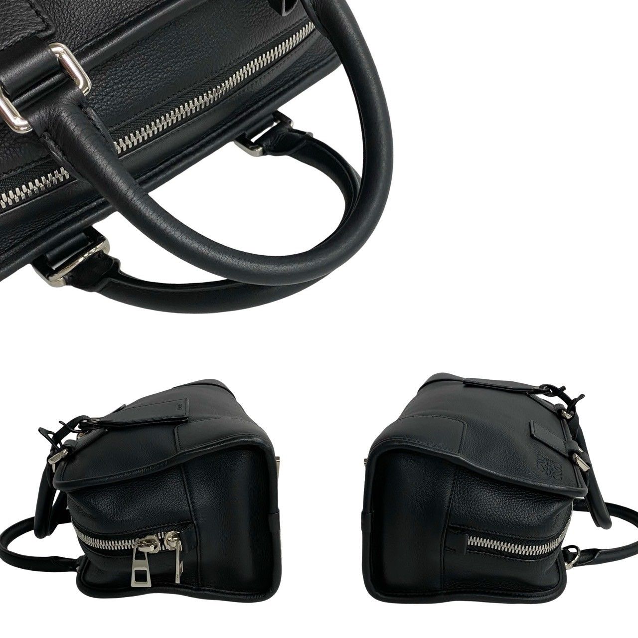 ほぼ未使用 希少品 LOEWE ロエベ アマソナ 28 アナグラム ロゴ レザー 