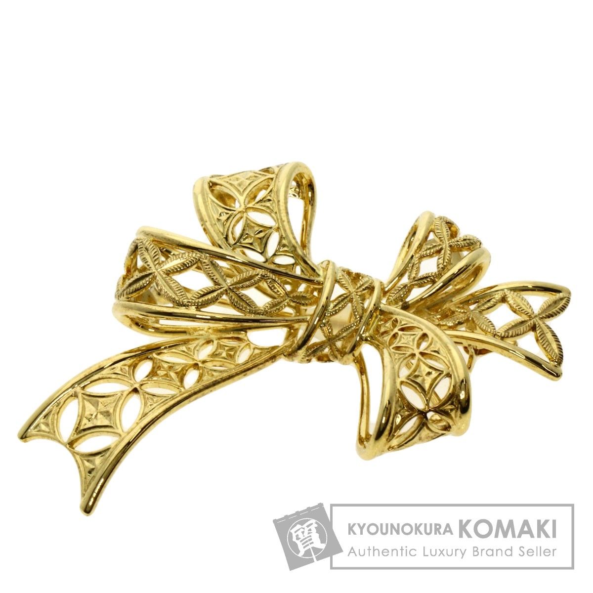 MIKIMOTO リボンモチーフ ブローチ MIKIMOTO ミキモト リボンモチーフ ブローチ K18YG レディース