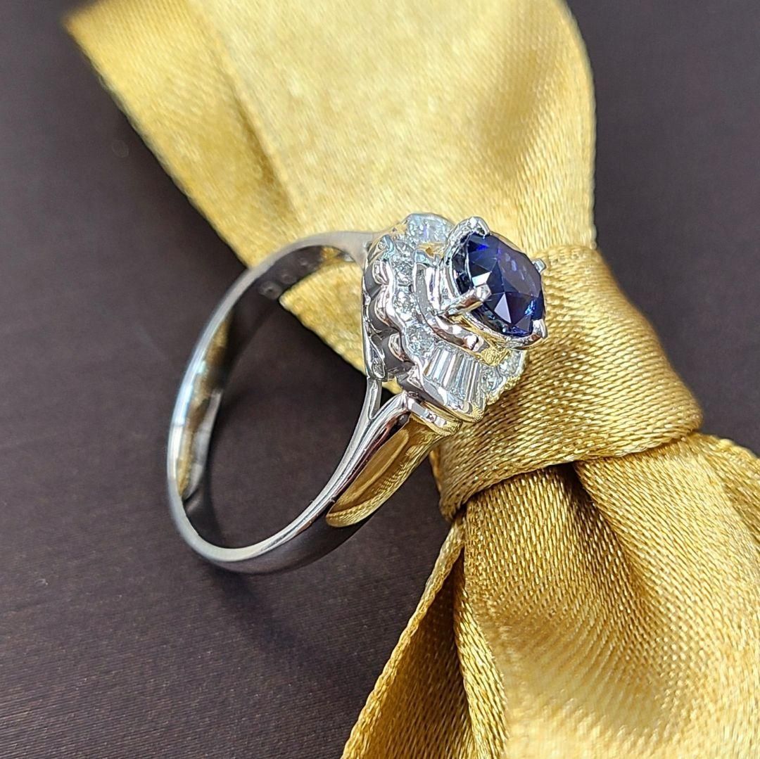 1ct ロイヤルブルー サファイア ダイヤモンド プラチナ リング 鑑別