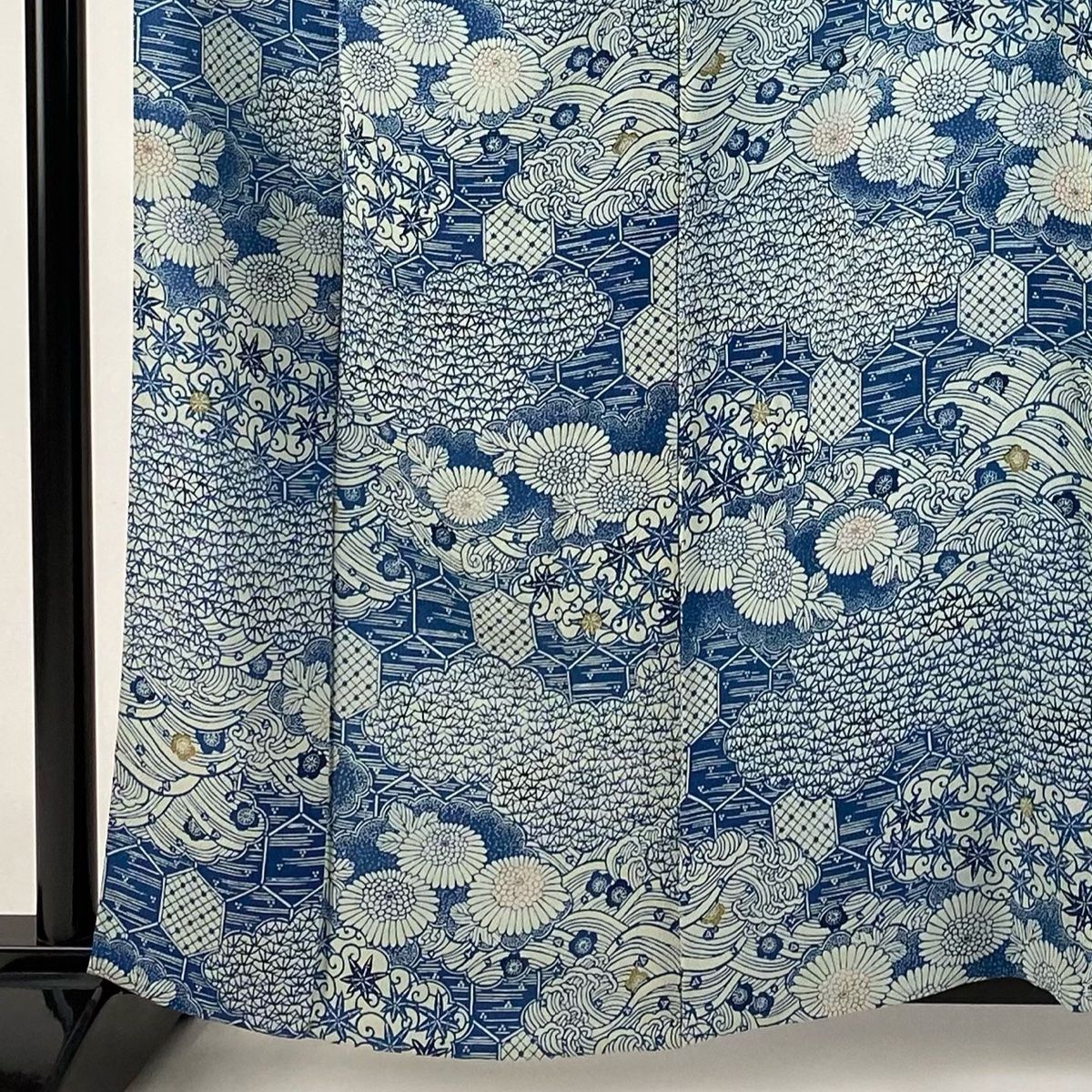 藍色 正絹