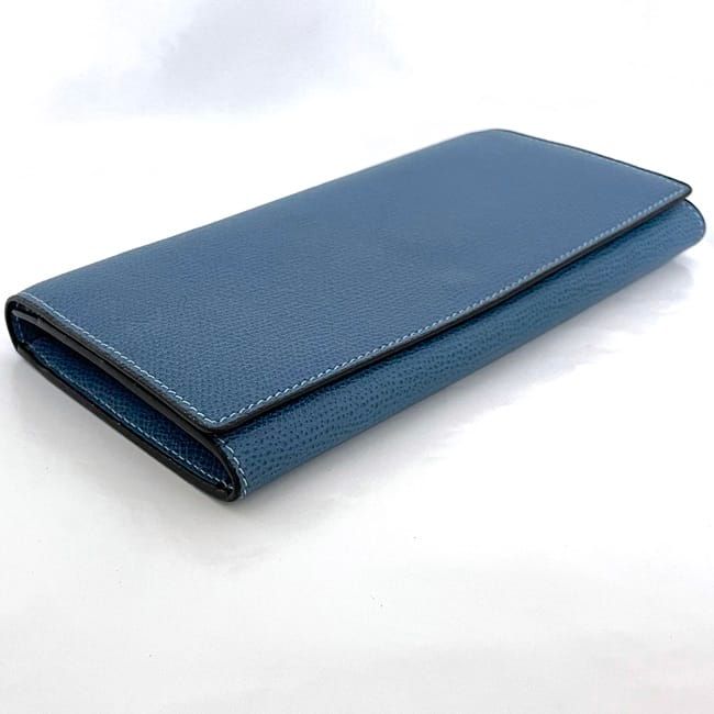 ヴァレクストラ 二つ折り 長財布 ブルー 財布 美品 レザー 中古 ヴァレクストラ 二つ折り 長財布 ブルー 財布 美品 レザー 中古
