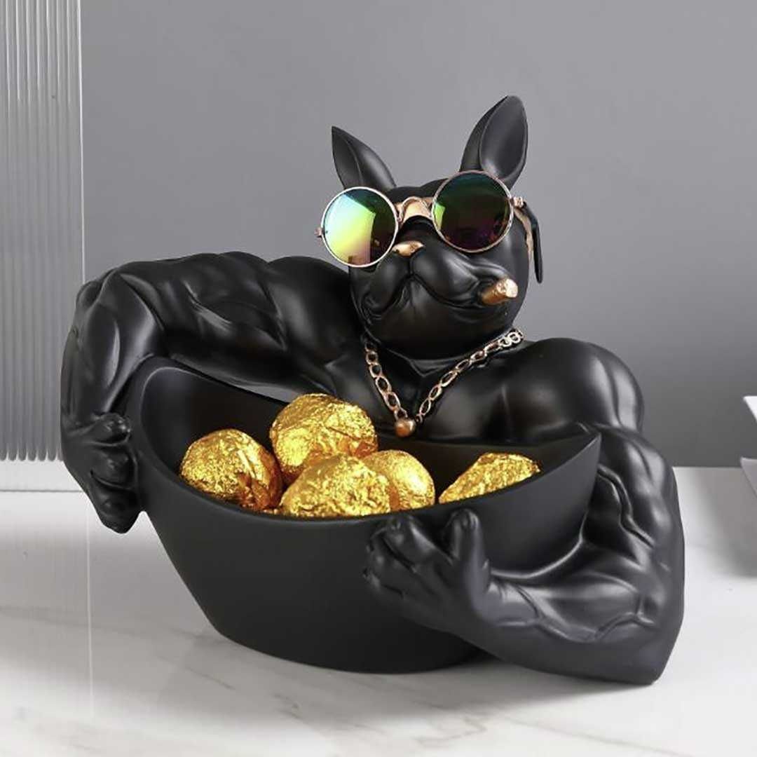置物 マッスル ブルドッグ 小物入れ 皿持ち ブラック 犬 ドッグ インテリア