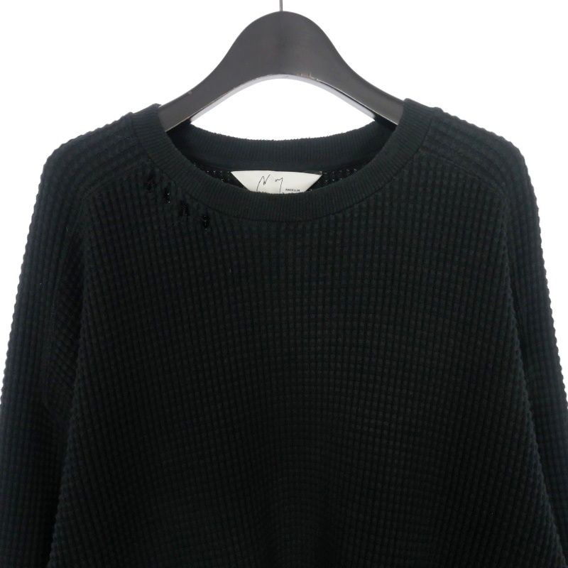 アンセルム ANCELLM 23AW DAMAGE HEAVY WAFFLE OVERSIZED LS T-SHIRT 