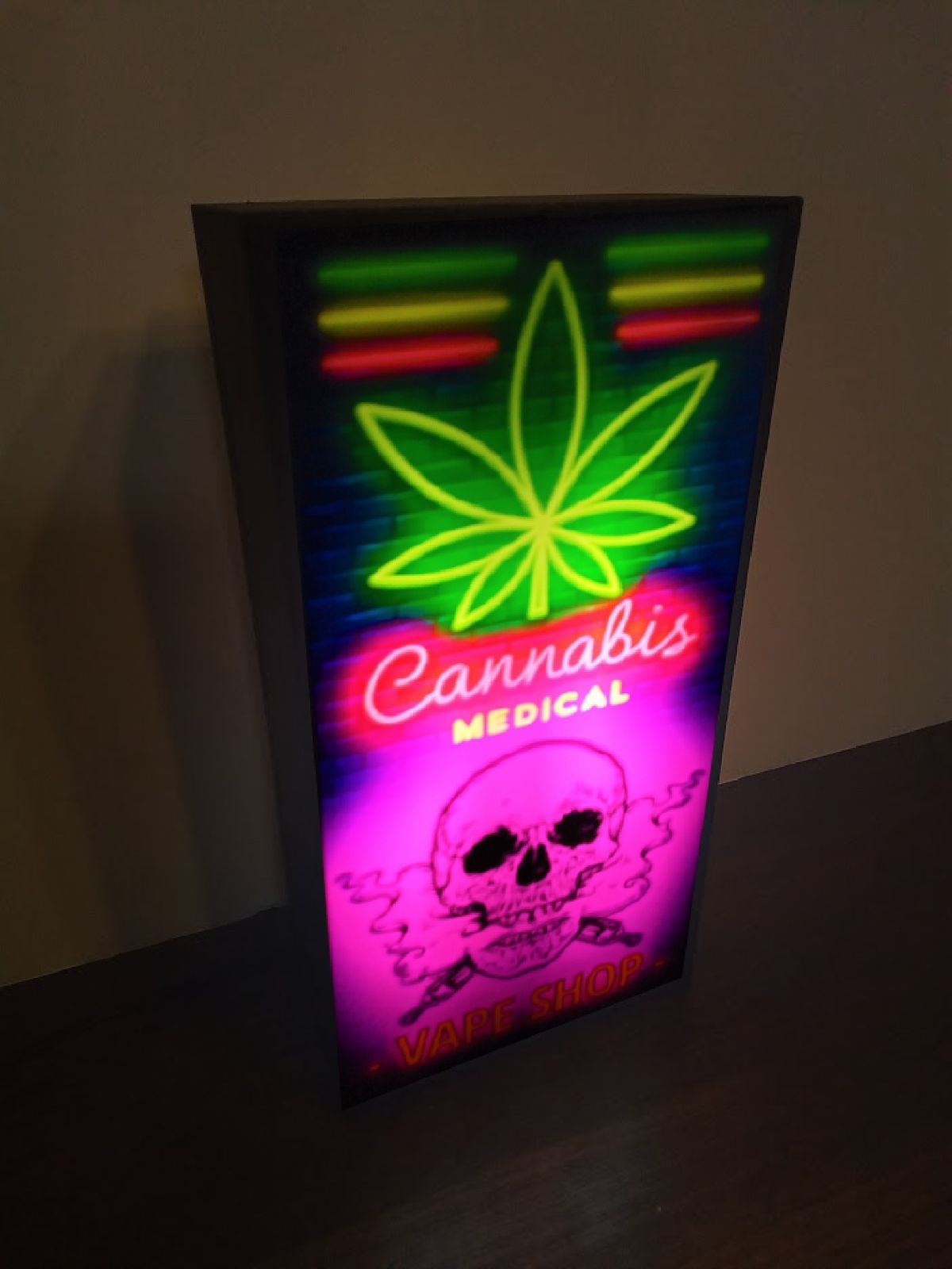 スカル ベイプショップ 煙草 骸骨 大麻 ランプ 置物 雑貨 LEDライトBOX