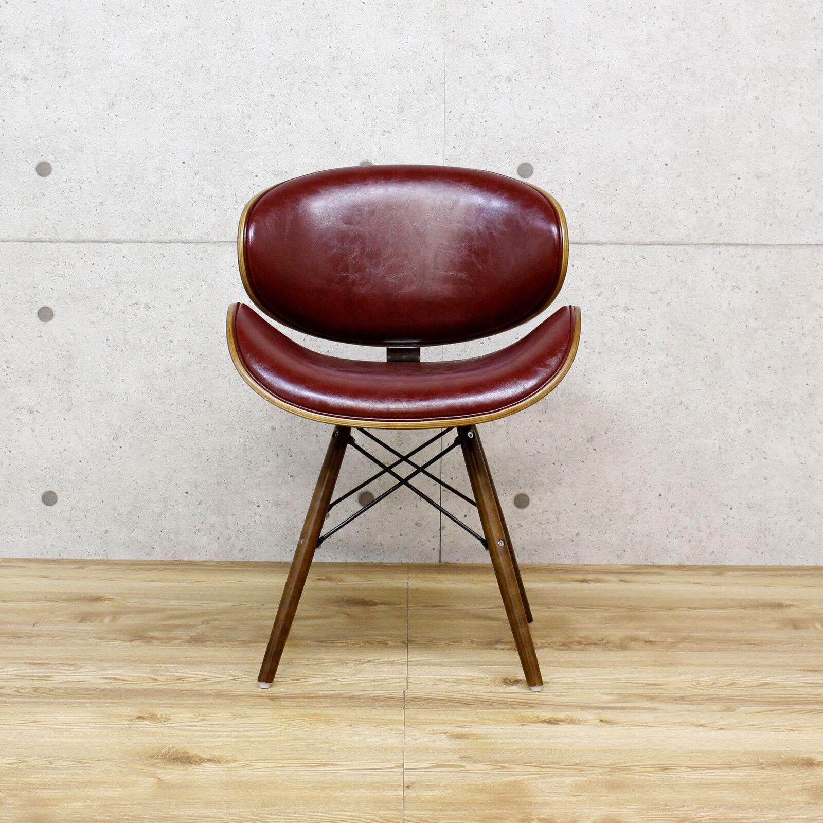 ♪ミッドセンチュリー デザインチェア ワインレッド チェア ダイニングチェア ワークチェア オフィスチェア カフェチェア WWW_KANDAIZUMI_COM