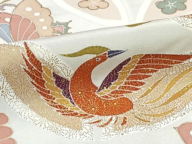 平和屋着物□訪問着 駒刺繍 舞蝶花鳥文 金彩 正絹 逸品 未