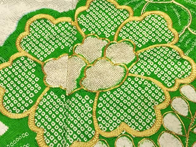 平和屋着物□豪華振袖 総絞り 駒刺繍 雲取り花文 正絹 逸品