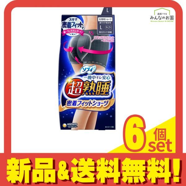ソフィ 超熟睡密着フィットショーツ L ブルーグレー 1枚入 6個セット