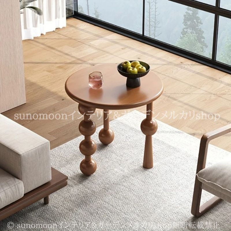サイドテーブル モダン ラウンドテーブル ナチュラル 無垢材 北欧 おしゃれ かわいい シンプル コーヒーテーブル リビング 寝室 インテリア ソファサイド 8-14