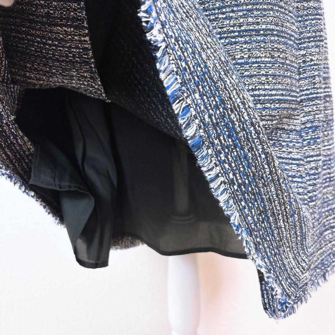 美品】ルネ ツイード生地 Aラインフレア ノースリーブワンピース 38