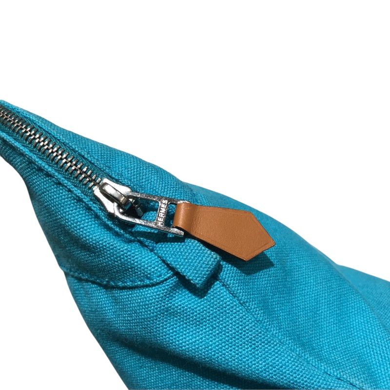 エルメス HERMES ボリードポーチMM ライトブルー トワル ユニ