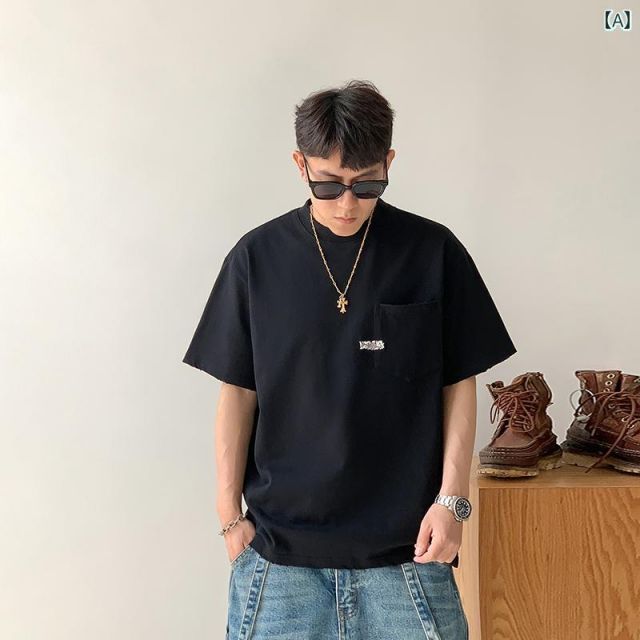 メンズ ファッション 服 用 オシャレ シンプル 大人 かっこいい ストリート 夏コーデ ステッチ T シャツ カジュアル